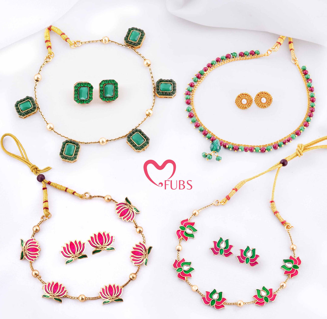 Heritage Necklace & Earrings Combo Set of 4