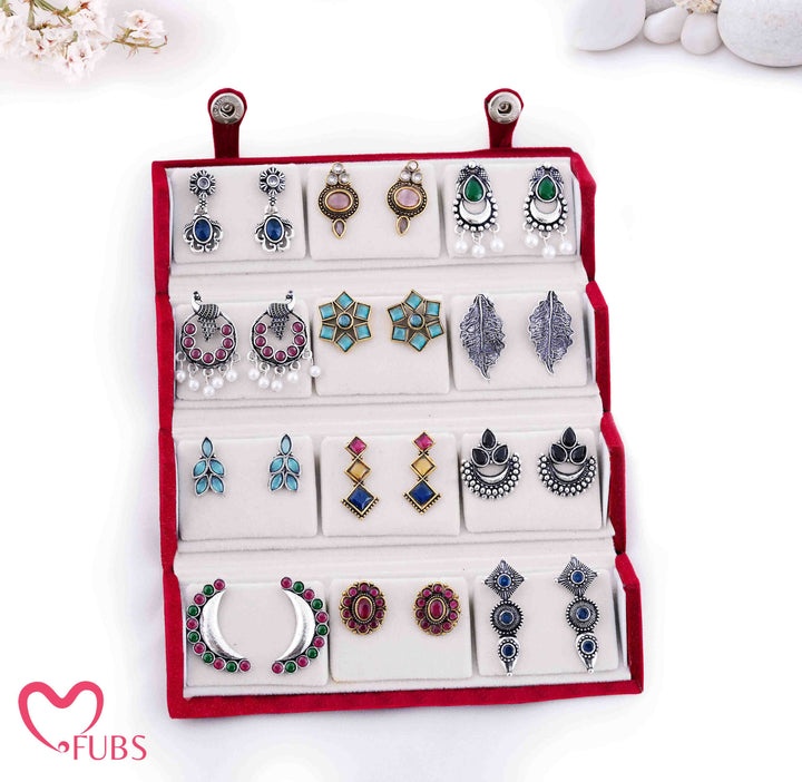 Royal Red Jhumka Box of 12 Earrings with Shahi Sandesh Patra