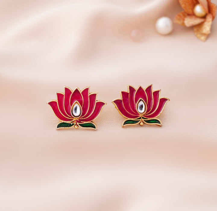 9 Pairs Cute Meenakari Stud Earrings Set with Pouch
