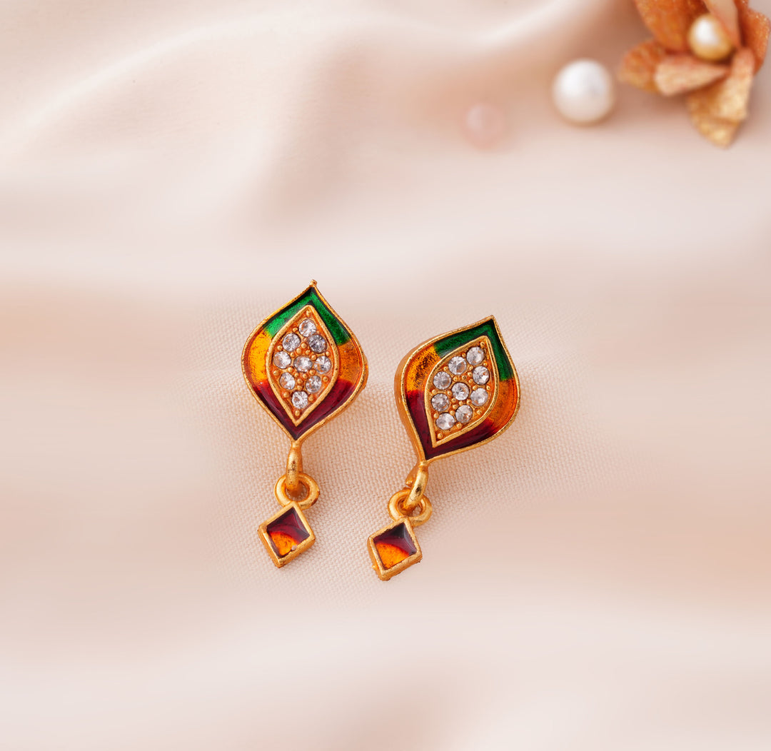 9 Pairs Cute Meenakari Stud Earrings Set with Pouch