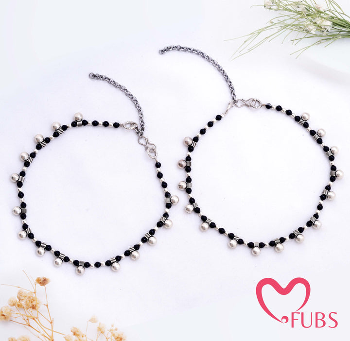 Traditional Beaded Payal with Ornate Spacers