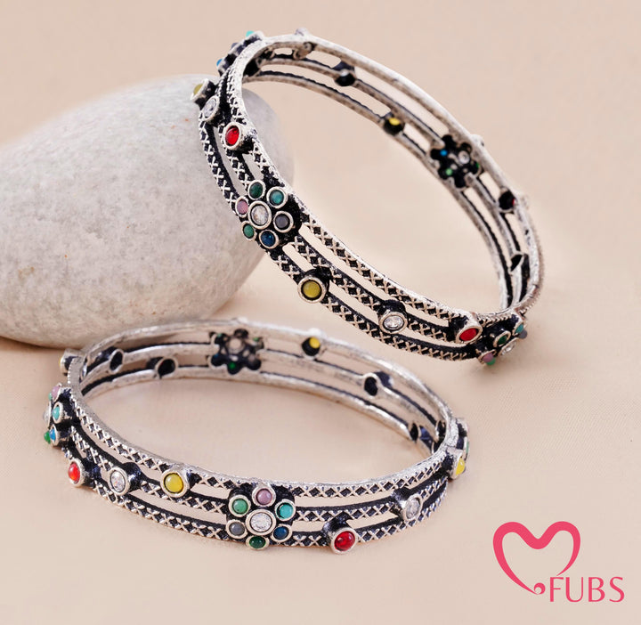 Vintage Style Bangles with Floral Detailing