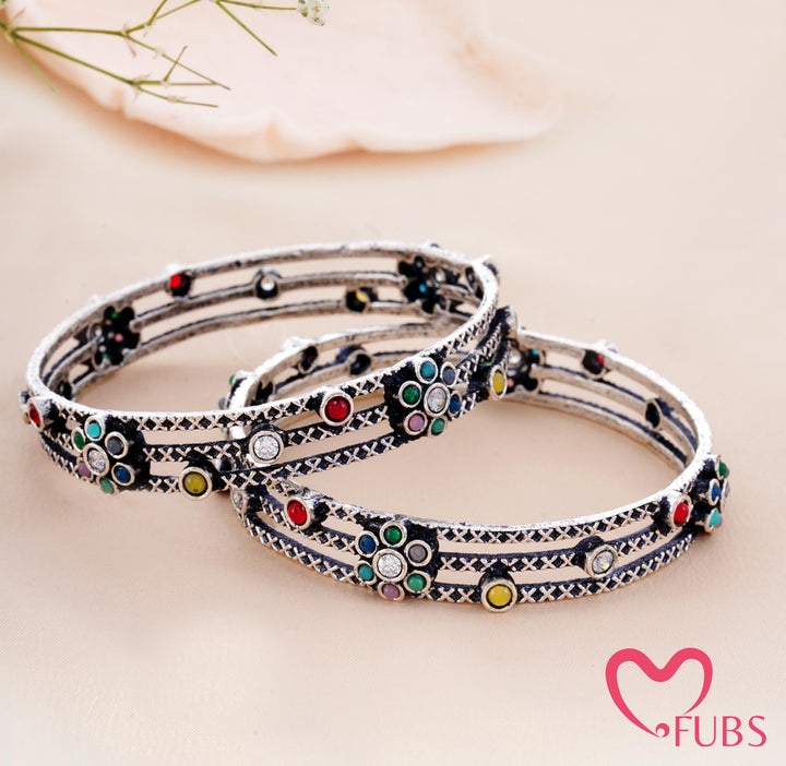 Vintage Style Bangles with Floral Detailing