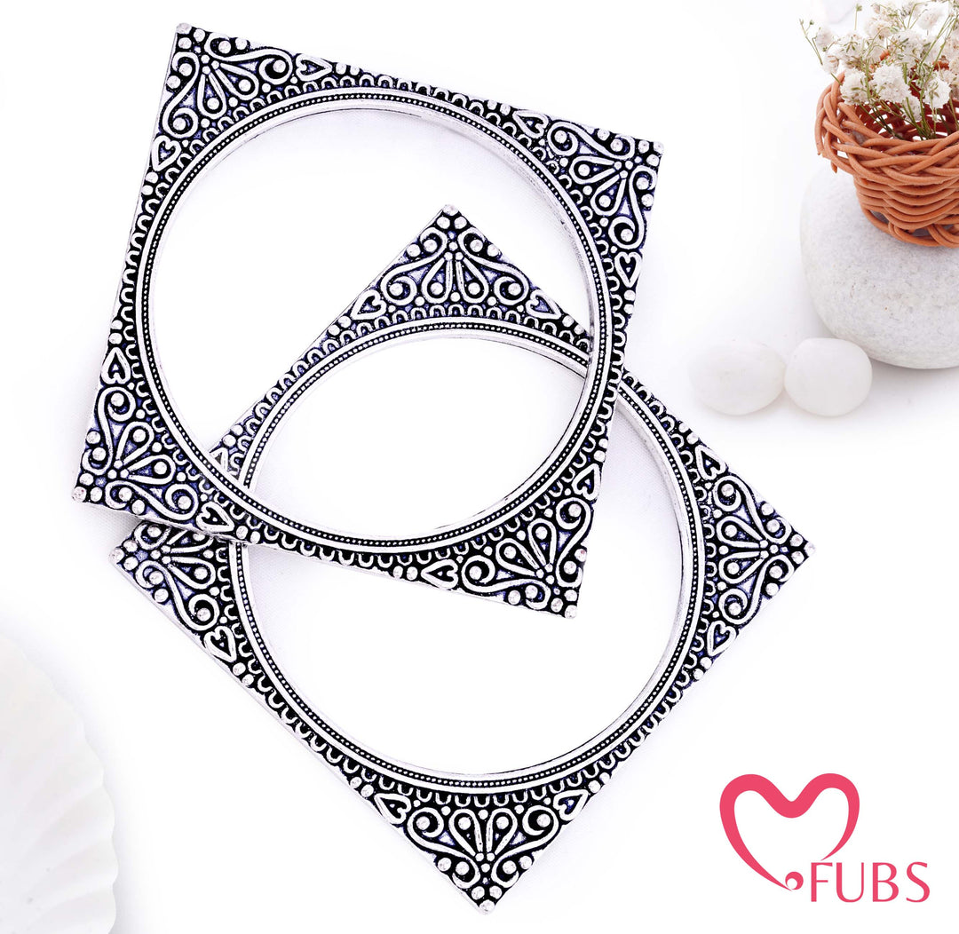 Intricately Carved Oxidised Bangles