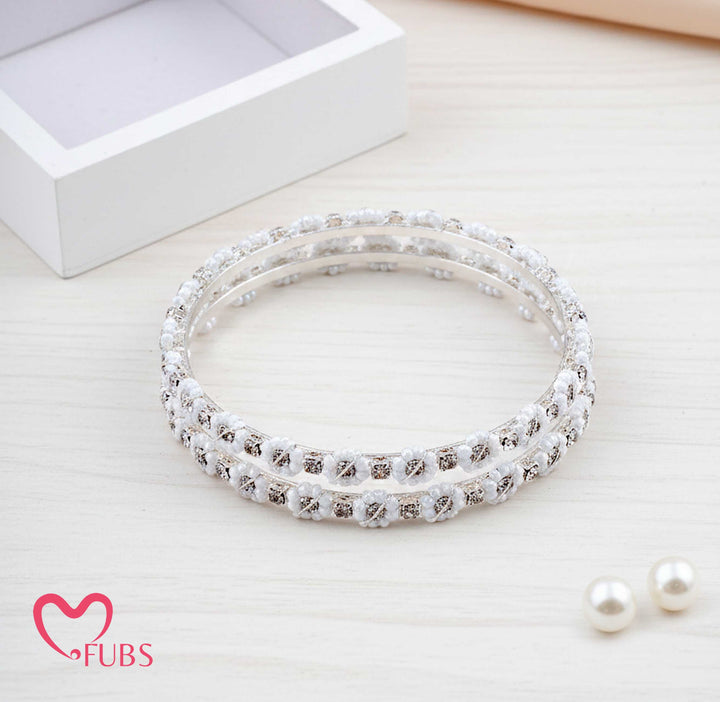 Traditional Aesthetic Beaded Bangle Set of 4 (Oxidised)