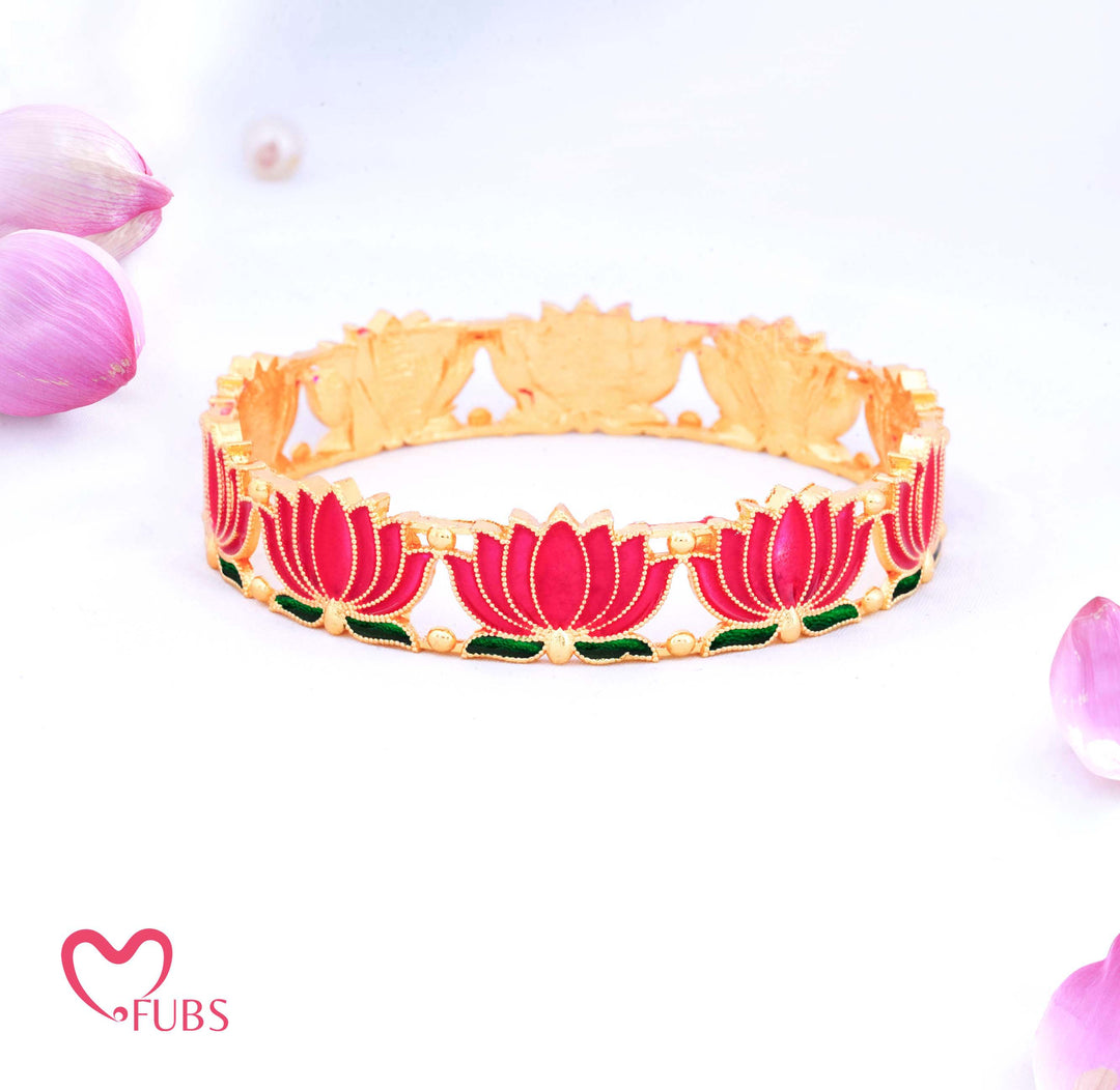 Traditional Meenakari Lotus Design Bangle Set