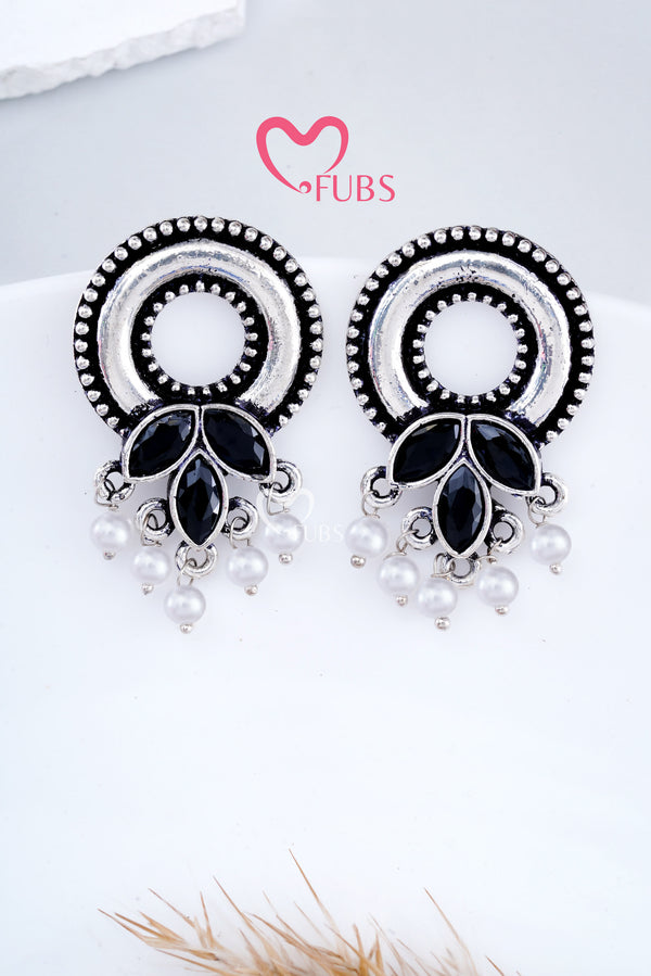 Black Mystic Metal Oxidized Earrings