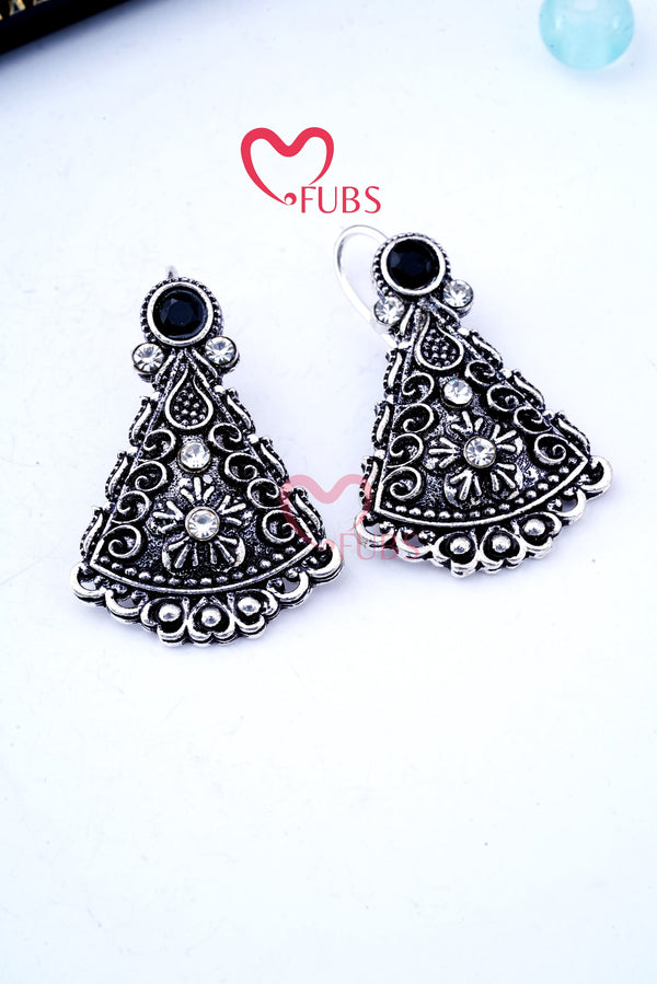 Twilight Triangle Oxidized Dangles Earrings