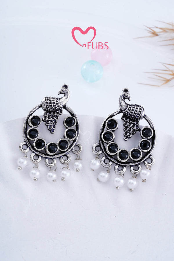 Black Peacock Stone Radiance Earrings