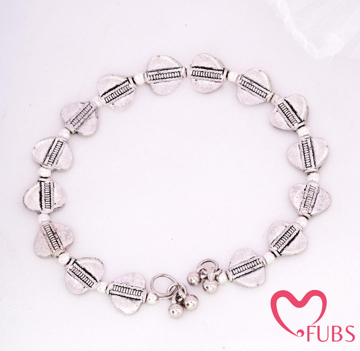 Heart Bead Bracelet with Textured Detailing