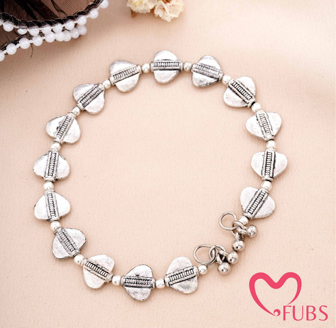 Heart Bead Bracelet with Textured Detailing