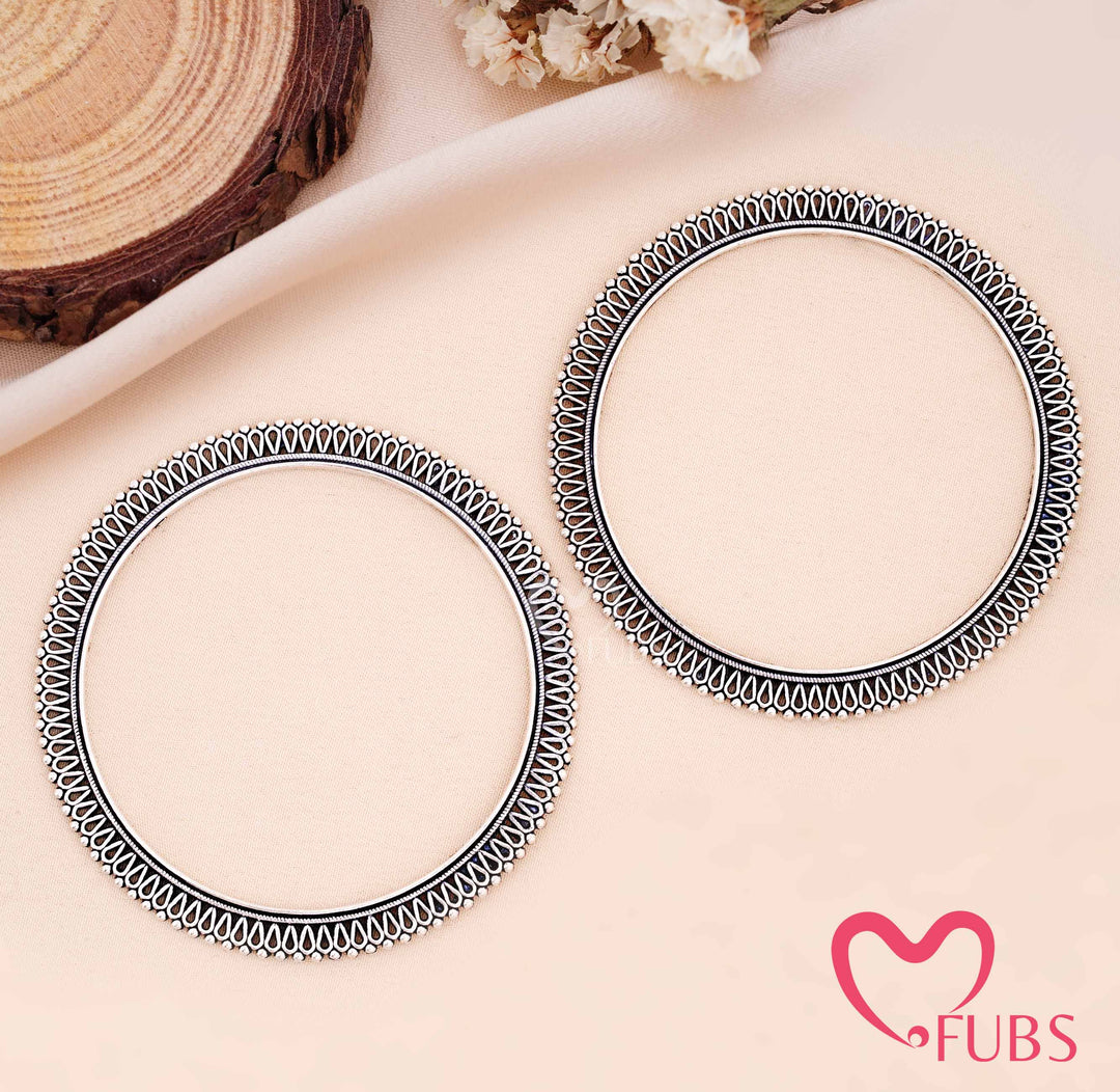 Oxidized Silver Tone Bangles with Traditional Work