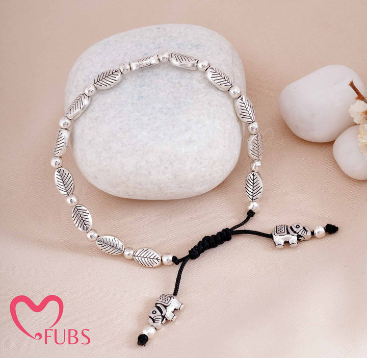 Leaf Bead Elephant Charm Bracelet Traditional Oxidized Jewelry