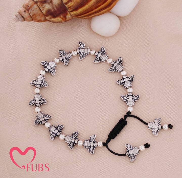 Bee Charm Bead Bracelet Traditional Oxidized Jewelry