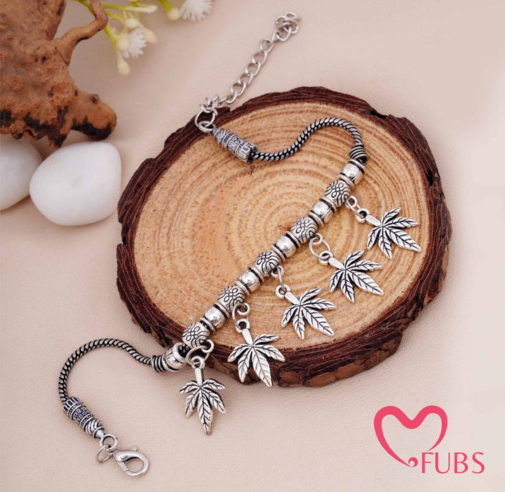 Leaf Charm Bracelet Traditional Oxidized Jewelry