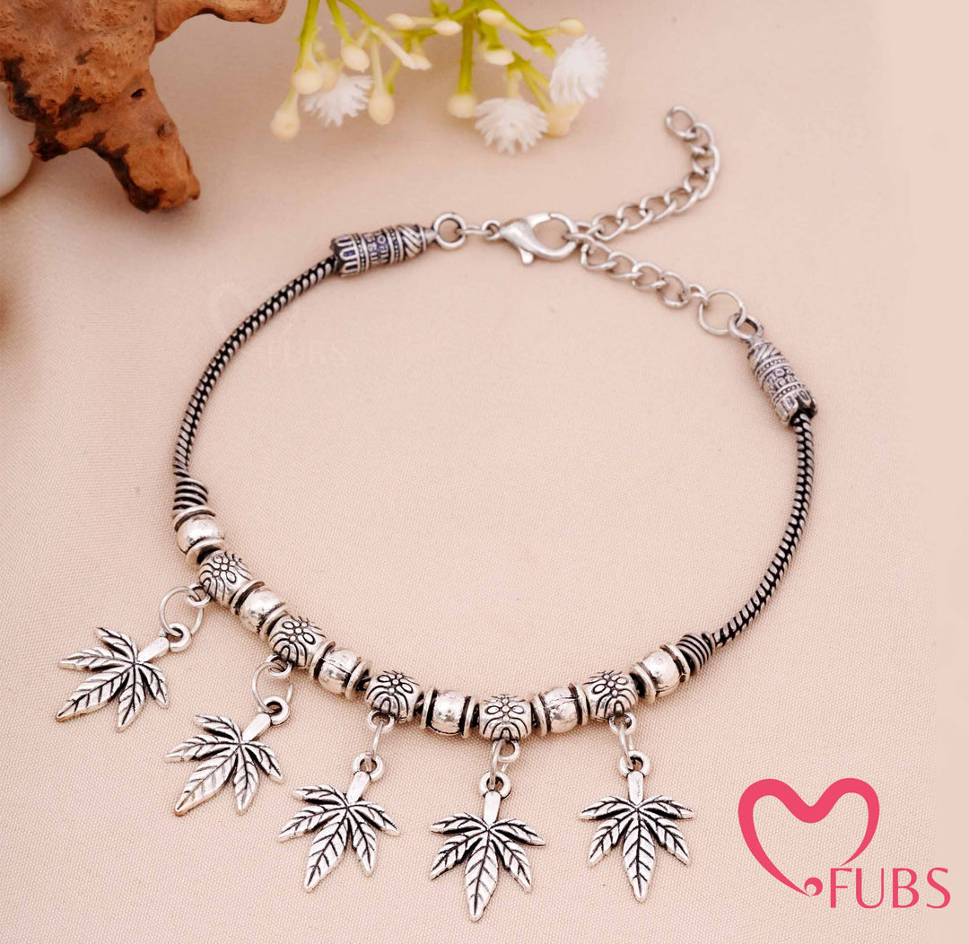 Leaf Charm Bracelet Traditional Oxidized Jewelry
