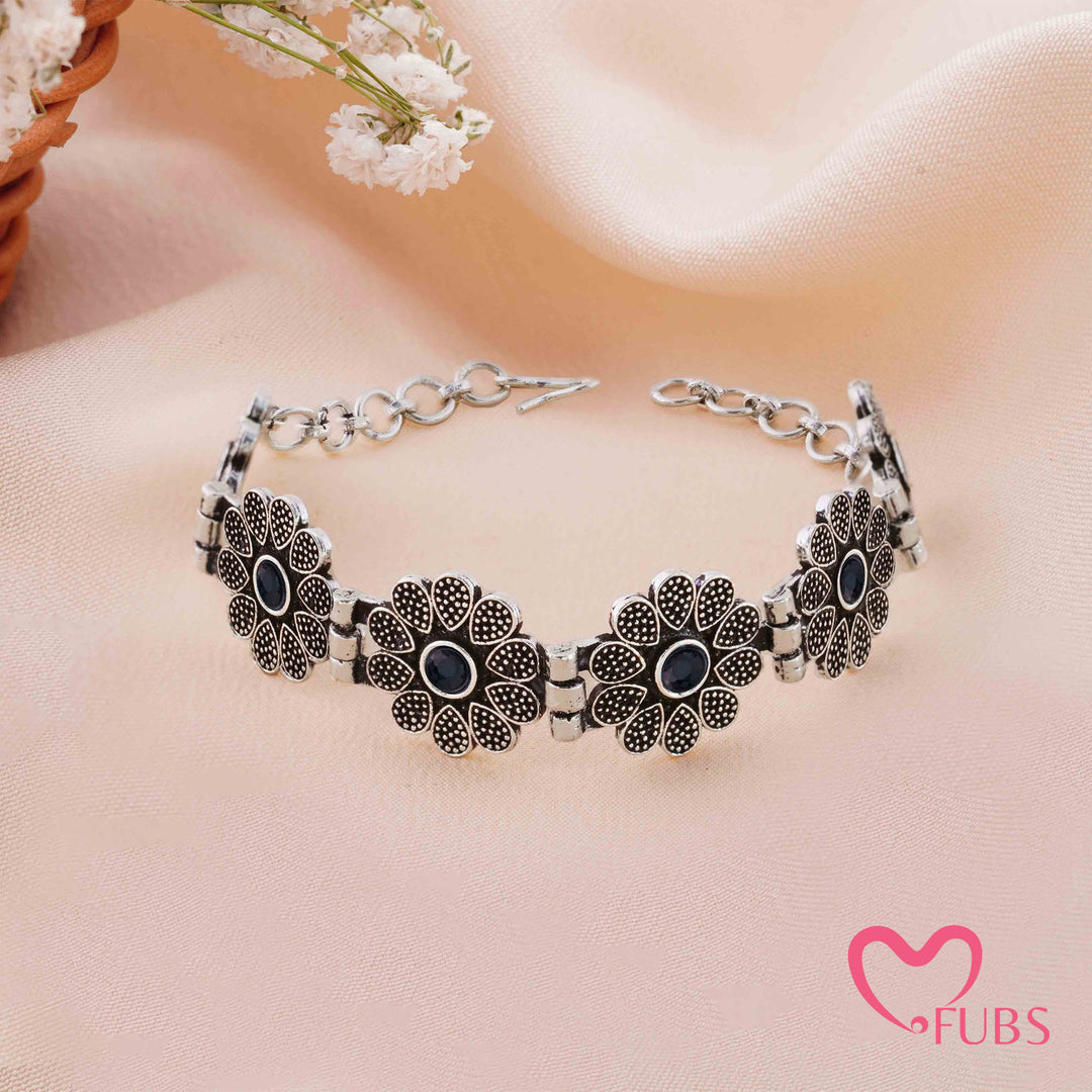 The Desert Bloom Antique Oxidized Floral Bracelet
