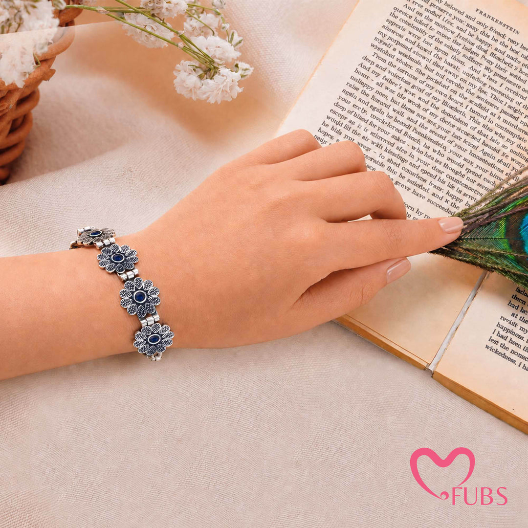 The Desert Bloom Antique Oxidized Floral Bracelet