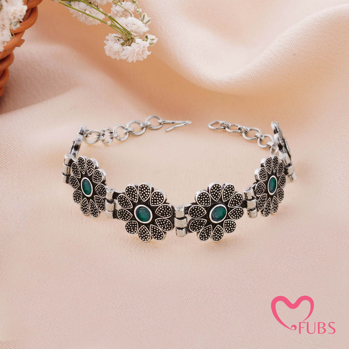 The Desert Bloom Antique Oxidized Floral Bracelet