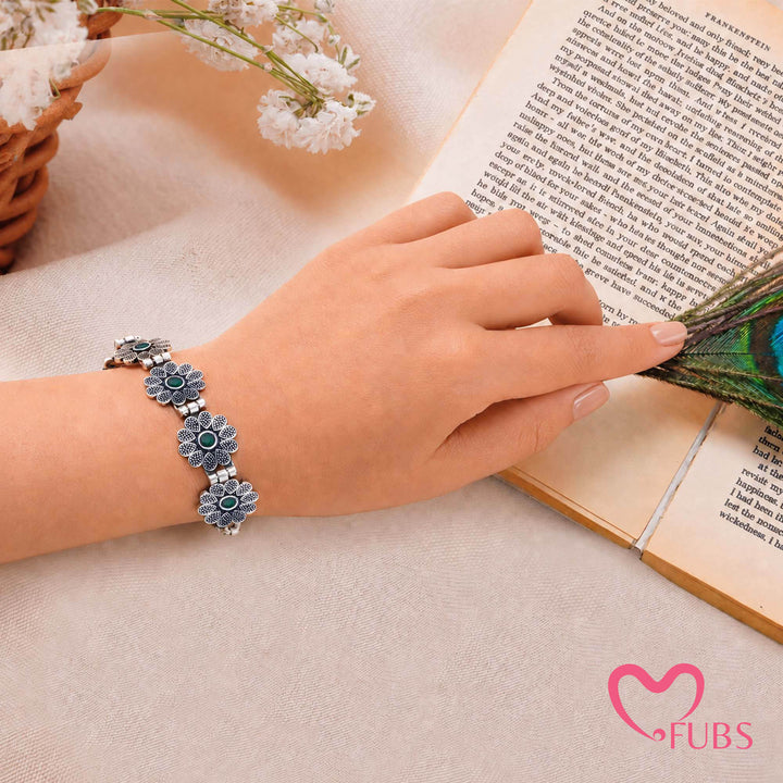 The Desert Bloom Antique Oxidized Floral Bracelet