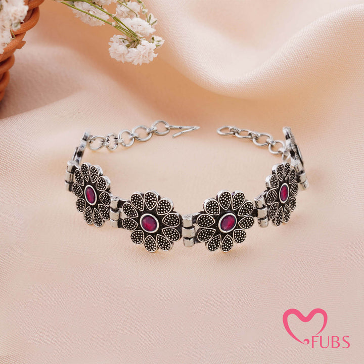 The Desert Bloom Antique Oxidized Floral Bracelet