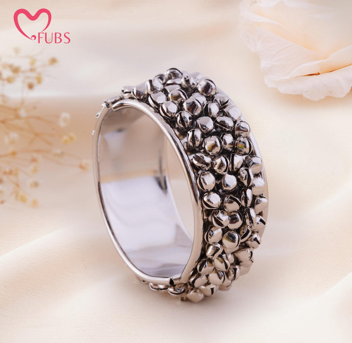 Dense Oxidised Ball Cluster Cuff Bracelet