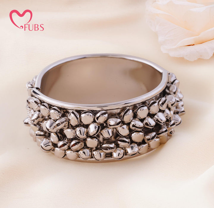 Dense Oxidised Ball Cluster Cuff Bracelet