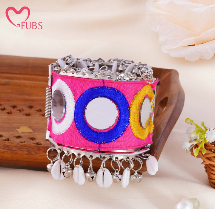 Handcrafted Cowrie Shell Mirror Cuff Bracelet