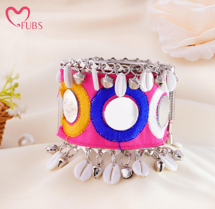 Handcrafted Cowrie Shell Mirror Cuff Bracelet