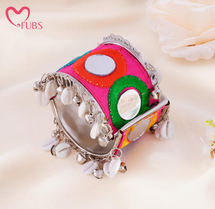 Handcrafted Cowrie Shell Mirror Cuff Bracelet