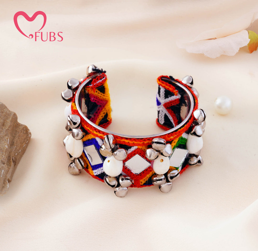 Crochet Mirror Pearl Bell Cuff Bracelet