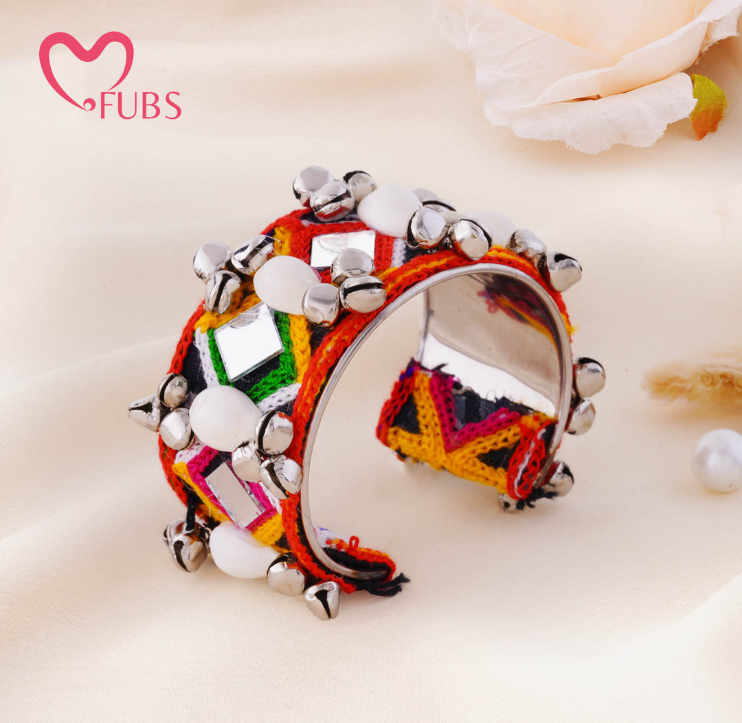 Crochet Mirror Pearl Bell Cuff Bracelet