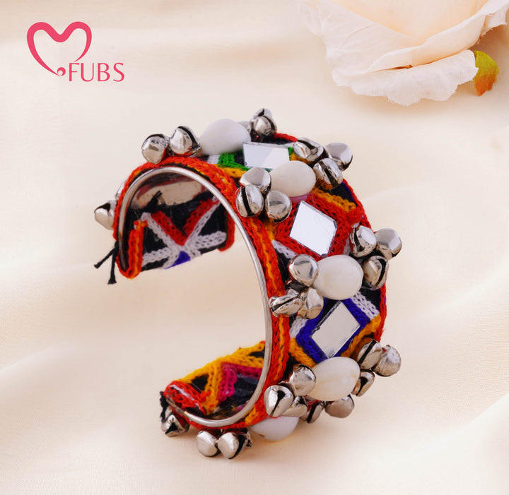 Crochet Mirror Pearl Bell Cuff Bracelet