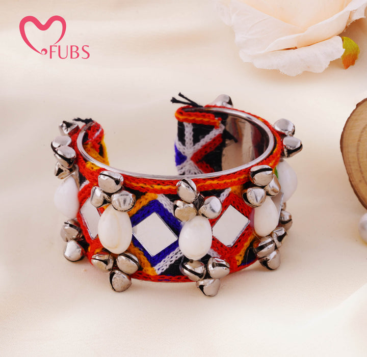 Crochet Mirror Pearl Bell Cuff Bracelet