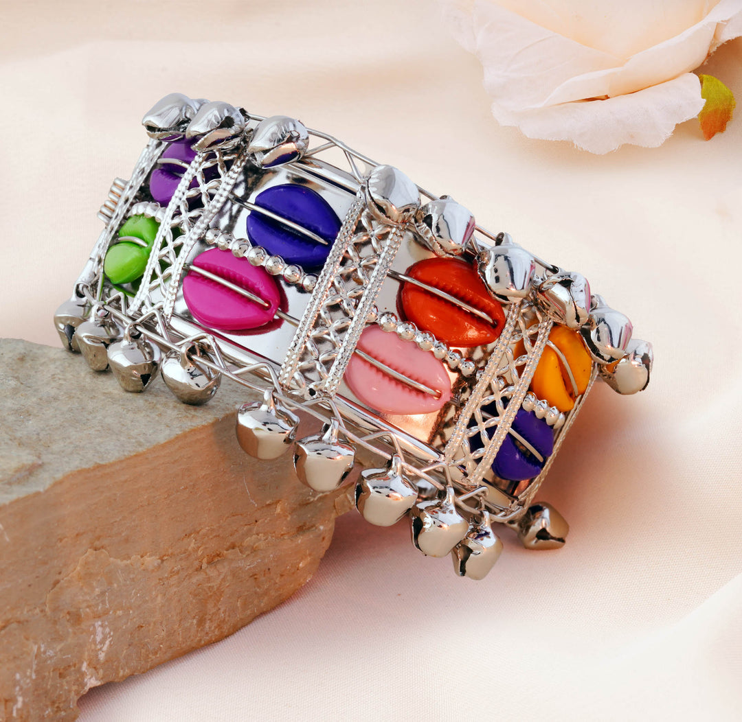 Multicolor Shell Lattice Cage Bell Cuff