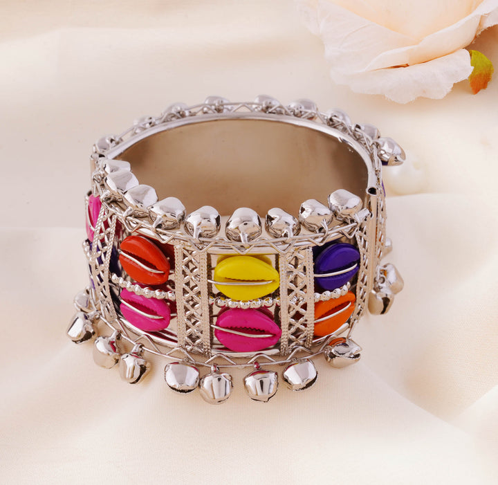 Multicolor Shell Lattice Cage Bell Cuff