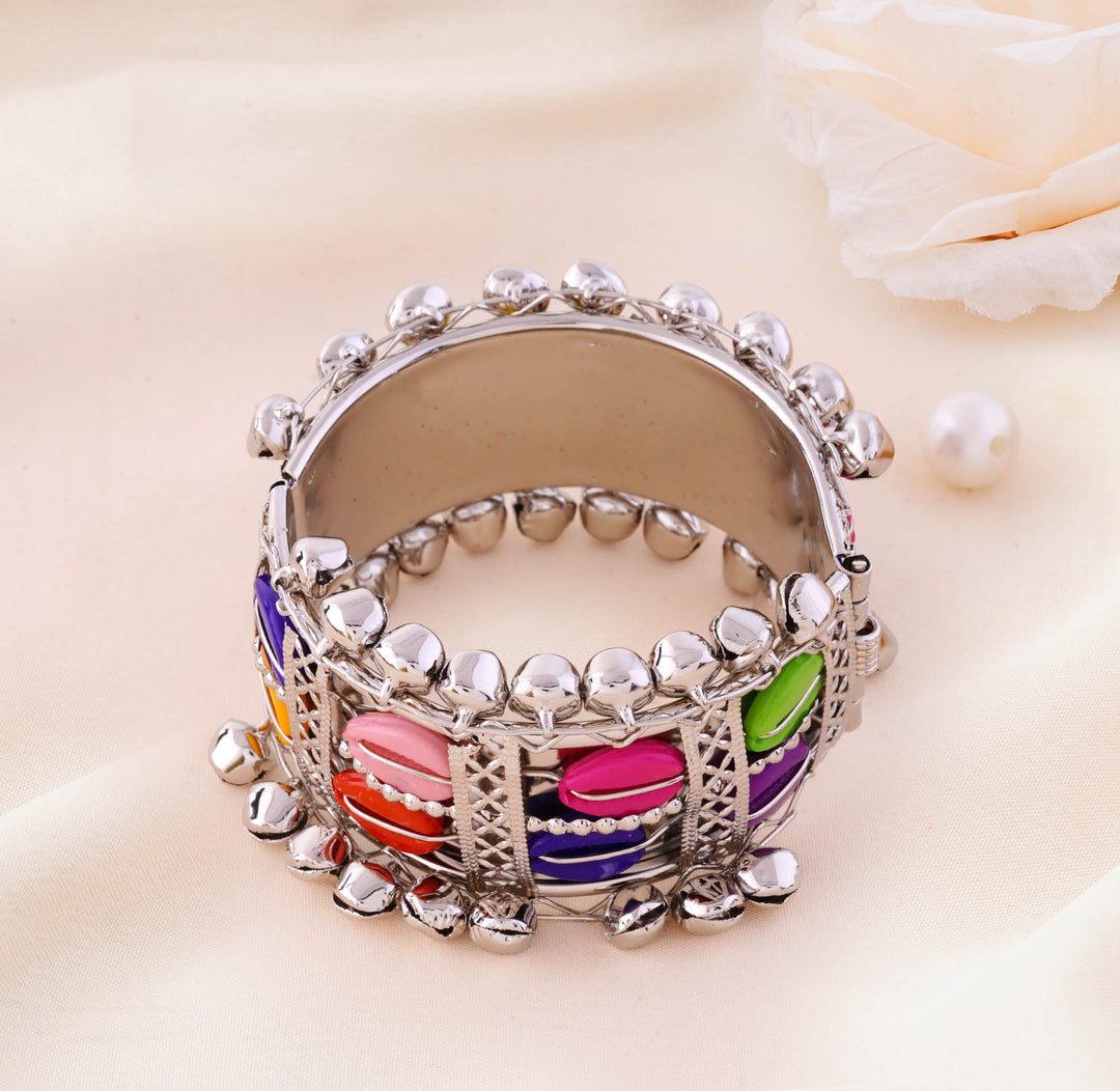 Multicolor Shell Lattice Cage Bell Cuff