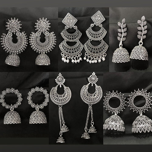 Set of 6 Must-Have Oxidised Jhumkas with 2 FREE Gifts