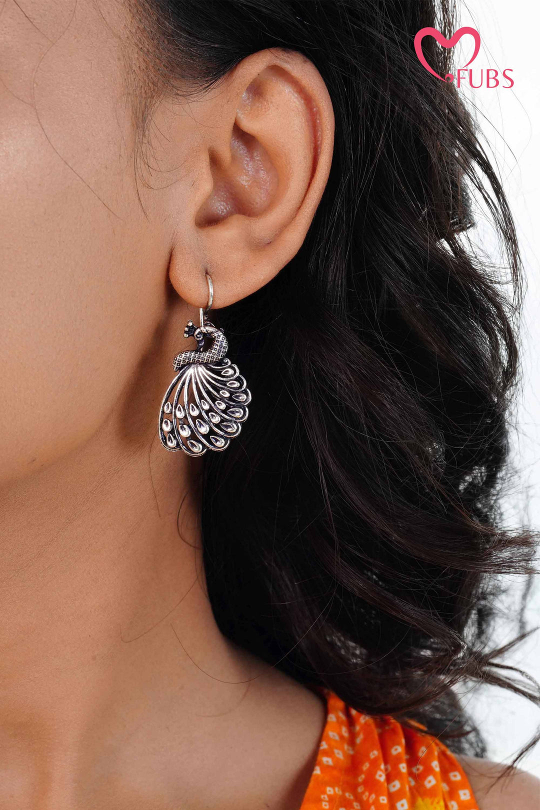 Yellow Bandhani Printed Short Kurti & Peacock Earrings Set