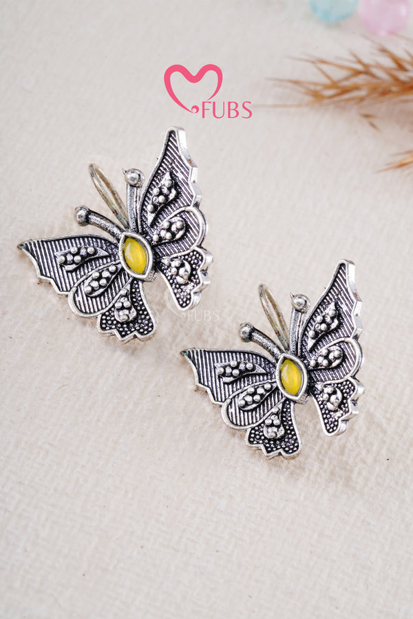 Yellow Fluttered Grace  Butterfly Earrings