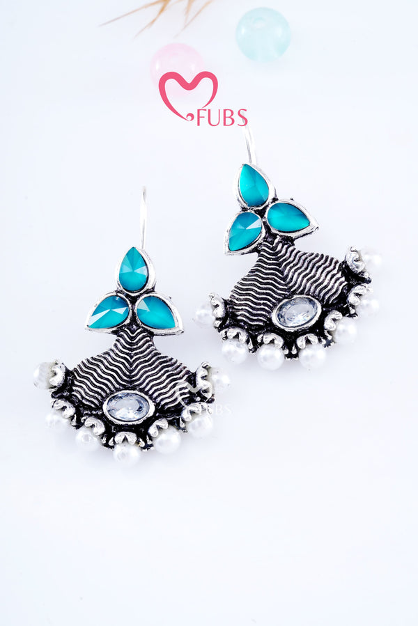 Light Blue Oxidized Mystique Earrings