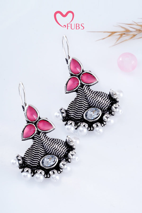 Light Pink Oxidized Mystique Earrings