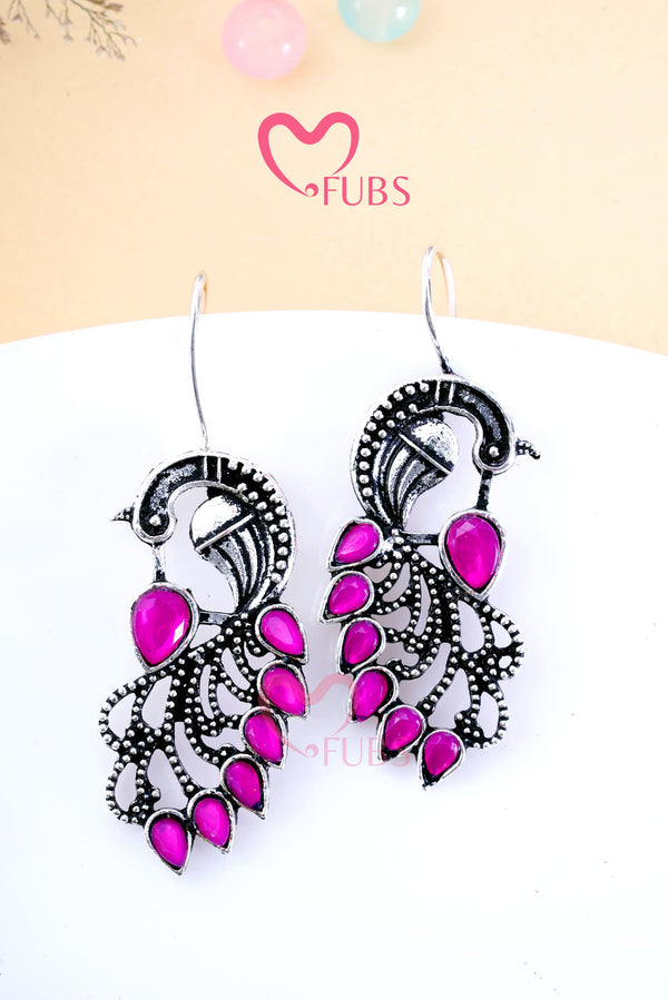 Pink Mor Oxidized Hook Earrings