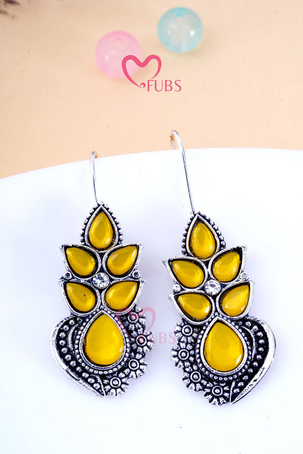 Yellow Leaf Oxidized Earring