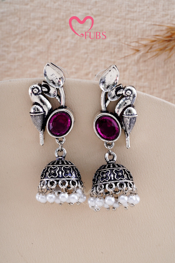 Violet Oxidized Tota Breeze Danglers