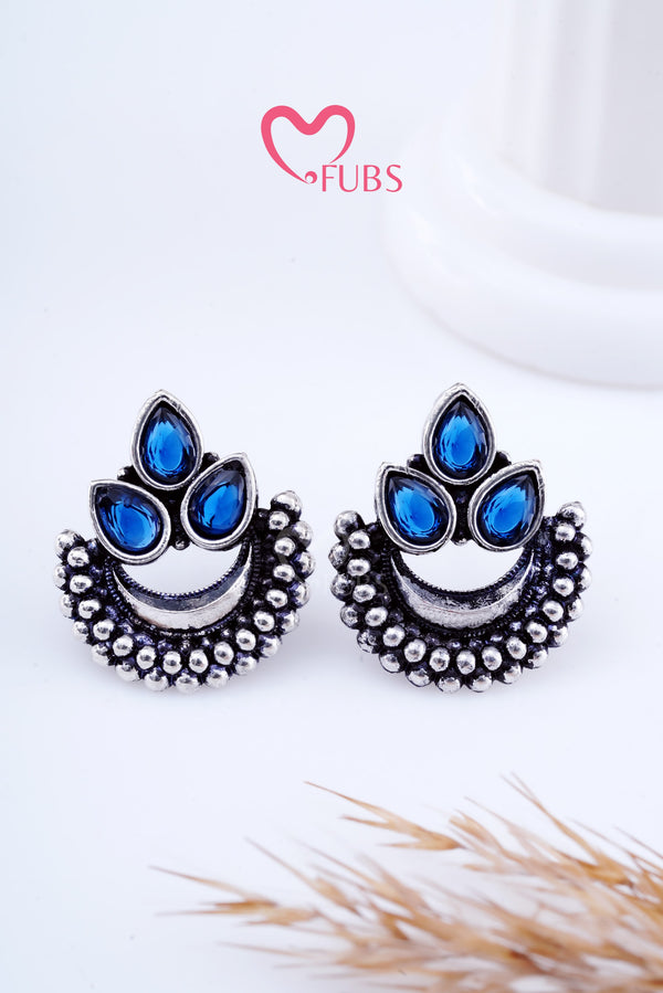 Blue Leaf Celestial Chandeliers Earrings