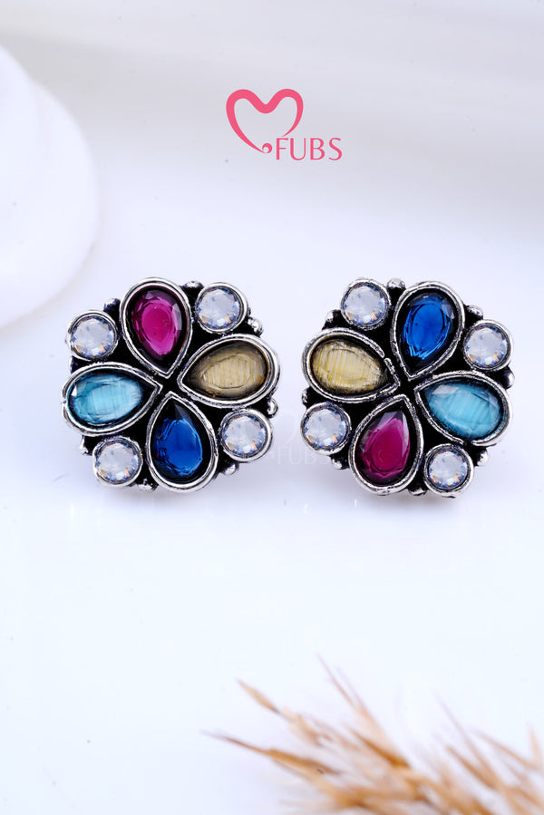 Multi-Color Royal Bloom Kundan Studs Earrings