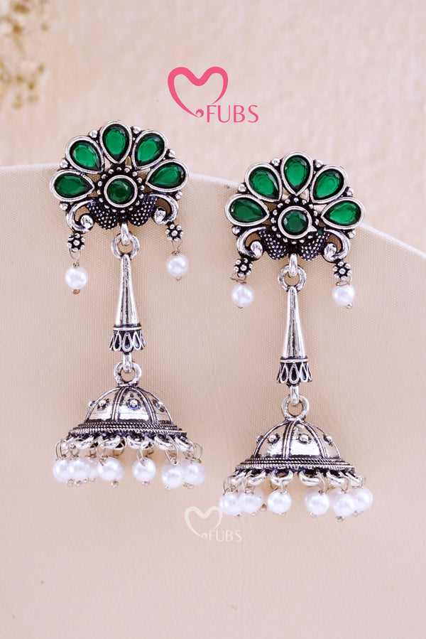 Green Garba Nights Raas Rivaaz Danglers Earrings