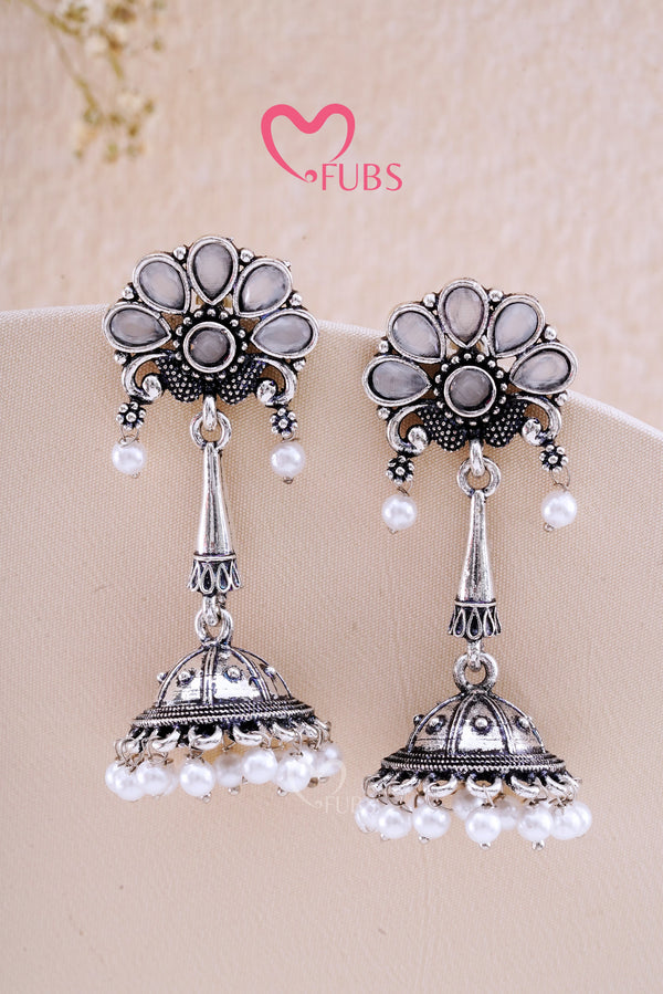 Grey garba Nights Raas Rivaaz Danglers Earrings