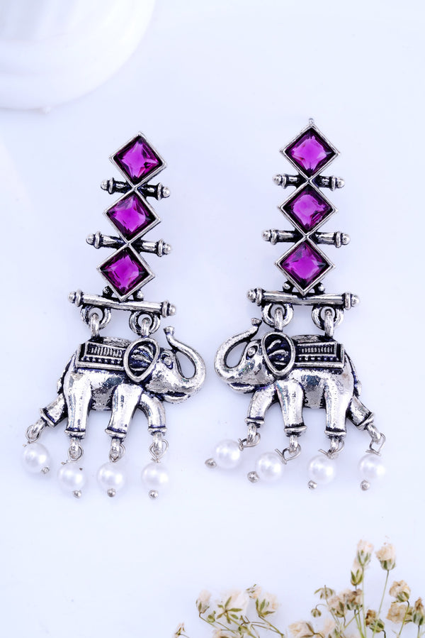 Violet Divine Elephant Elegance Earrings